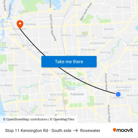 Stop 11 Kensington Rd - South side to Rosewater map