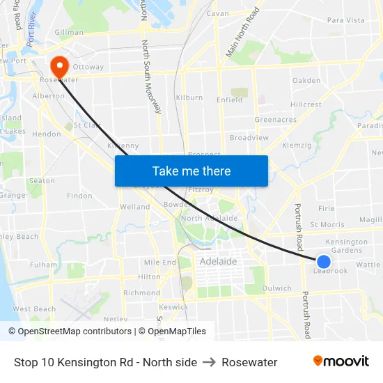Stop 10 Kensington Rd - North side to Rosewater map