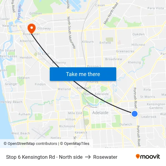 Stop 6 Kensington Rd - North side to Rosewater map