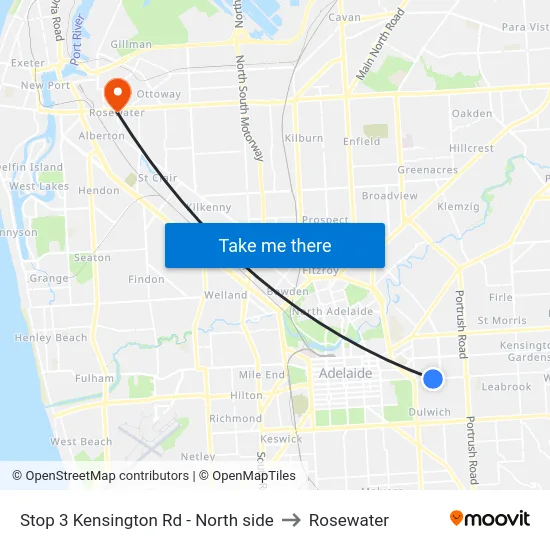 Stop 3 Kensington Rd - North side to Rosewater map