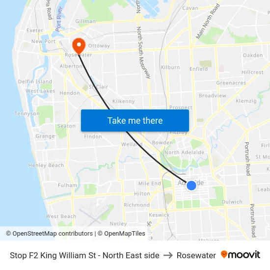 Stop F2 King William St - North East side to Rosewater map