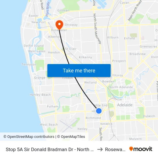 Stop 5A Sir Donald Bradman Dr - North side to Rosewater map