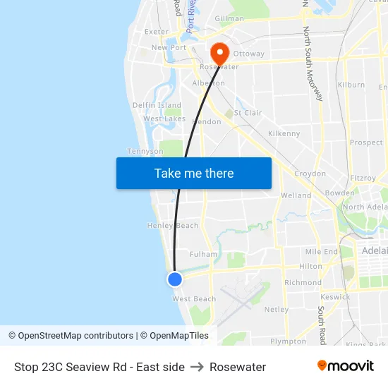 Stop 23C Seaview Rd - East side to Rosewater map