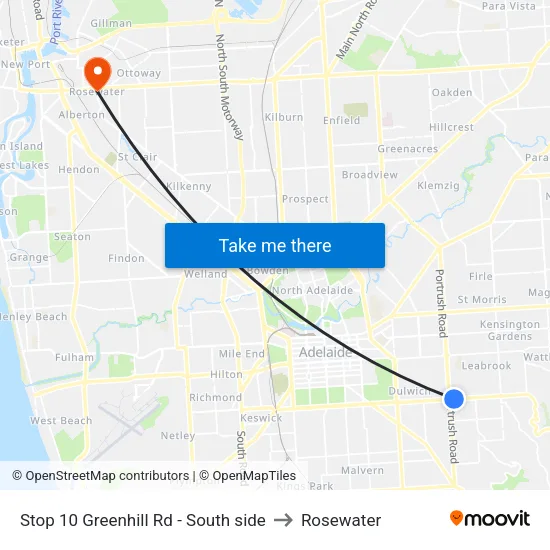 Stop 10 Greenhill Rd - South side to Rosewater map