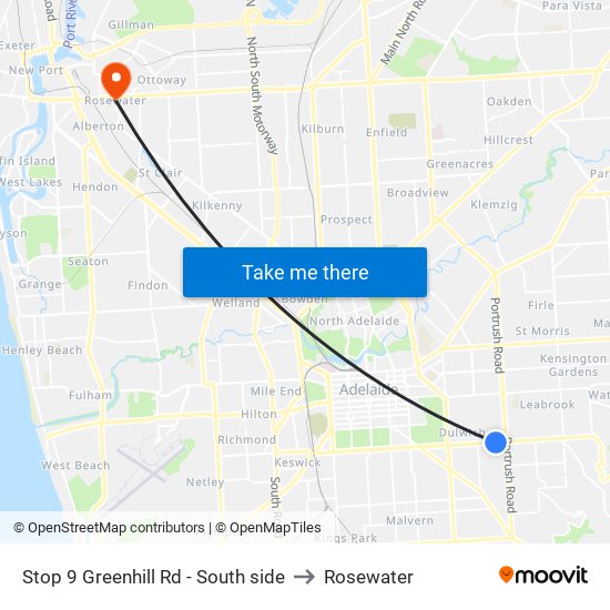 Stop 9 Greenhill Rd - South side to Rosewater map