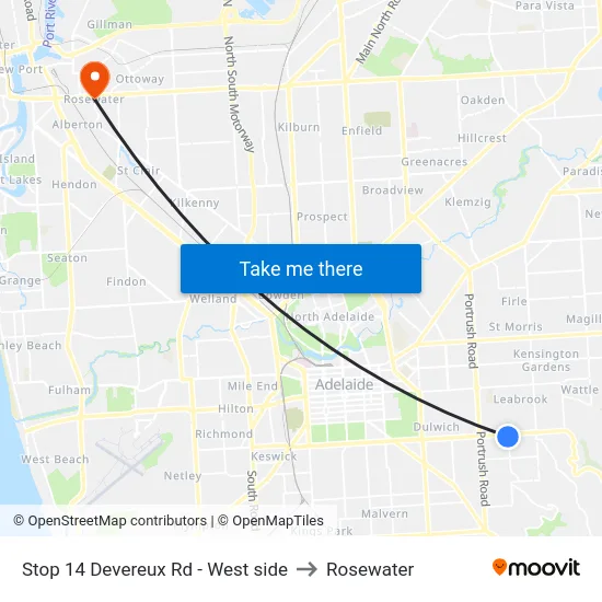 Stop 14 Devereux Rd - West side to Rosewater map