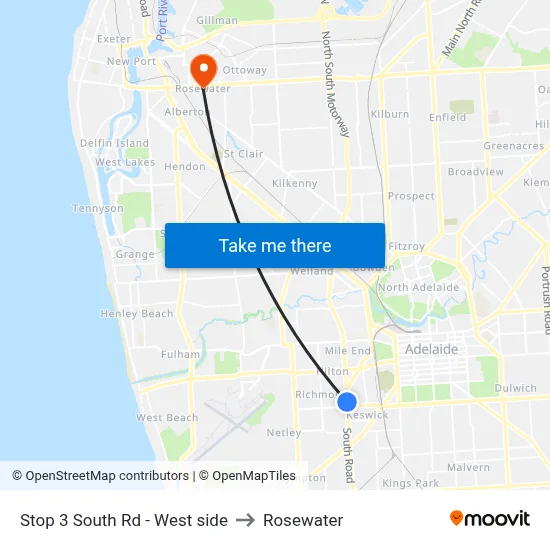 Stop 3 South Rd - West side to Rosewater map