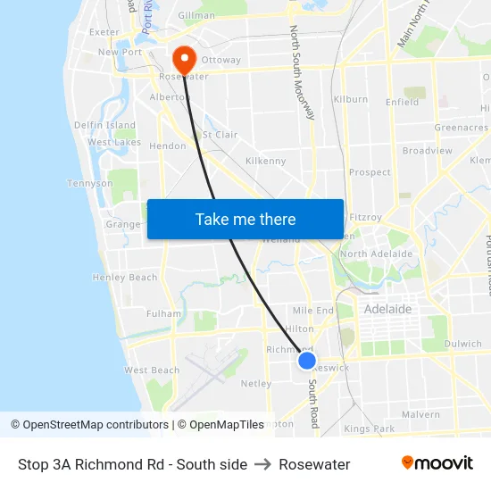 Stop 3A Richmond Rd - South side to Rosewater map