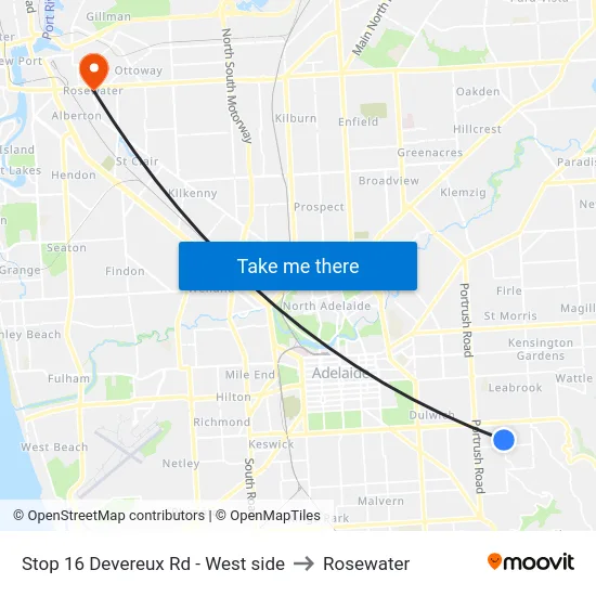 Stop 16 Devereux Rd - West side to Rosewater map