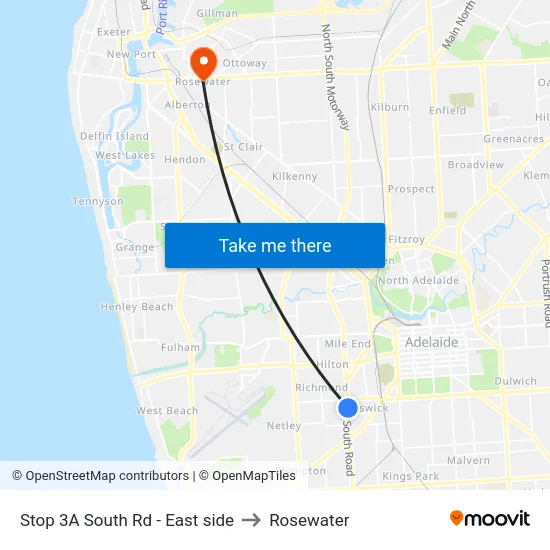 Stop 3A South Rd - East side to Rosewater map