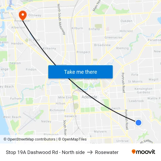 Stop 19A Dashwood Rd - North side to Rosewater map