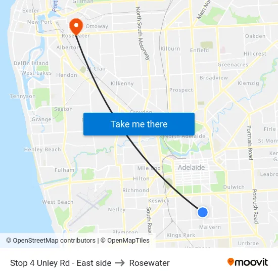 Stop 4 Unley Rd - East side to Rosewater map
