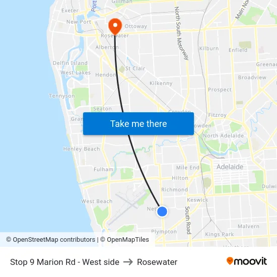 Stop 9 Marion Rd - West side to Rosewater map