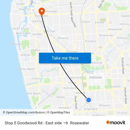 Stop 5 Goodwood Rd - East side to Rosewater map