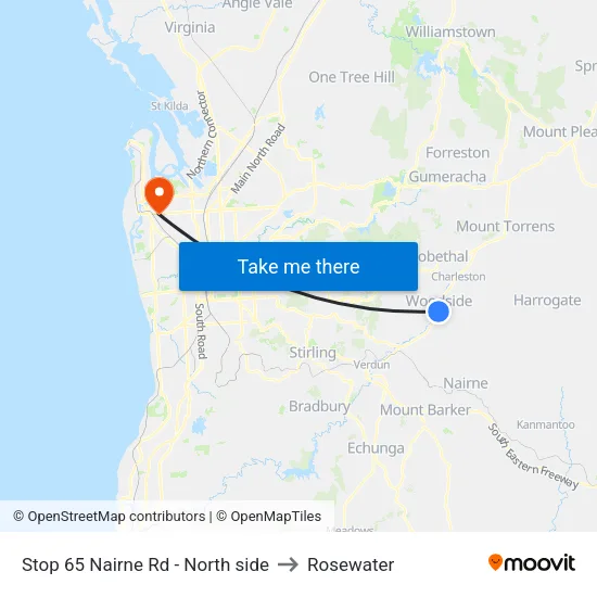Stop 65 Nairne Rd - North side to Rosewater map