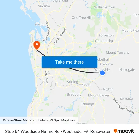 Stop 64 Woodside Nairne Rd - West side to Rosewater map