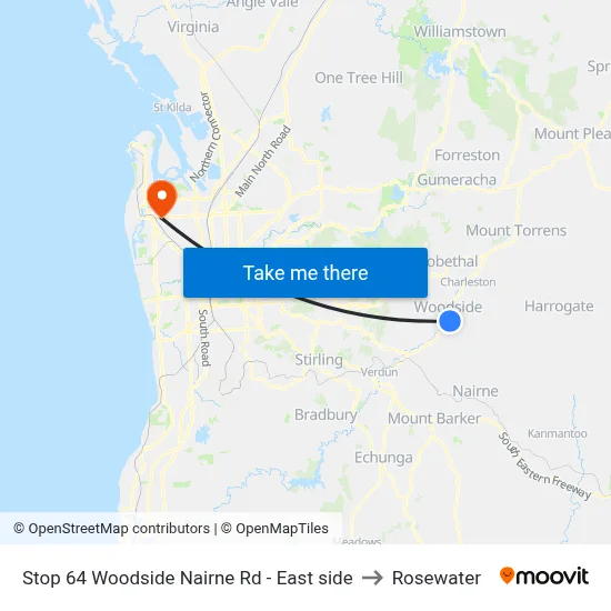 Stop 64 Woodside Nairne Rd - East side to Rosewater map