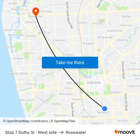 Stop 7 Duthy St - West side to Rosewater map