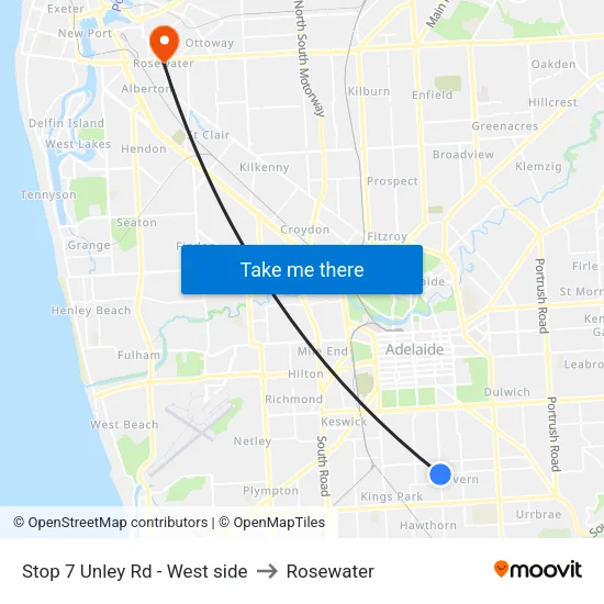 Stop 7 Unley Rd - West side to Rosewater map