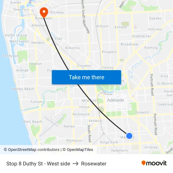 Stop 8 Duthy St - West side to Rosewater map
