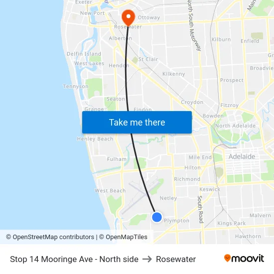 Stop 14 Mooringe Ave - North side to Rosewater map