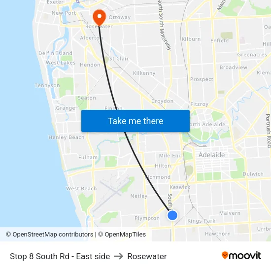 Stop 8 South Rd - East side to Rosewater map
