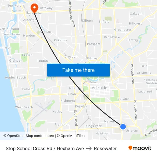 Stop School Cross Rd / Hexham Ave to Rosewater map