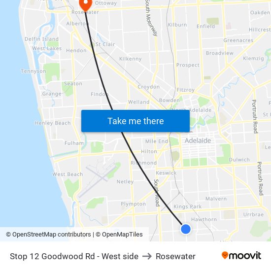Stop 12 Goodwood Rd - West side to Rosewater map