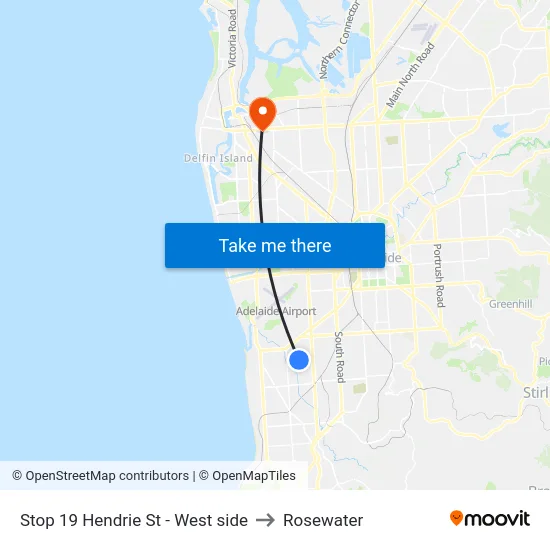 Stop 19 Hendrie St - West side to Rosewater map