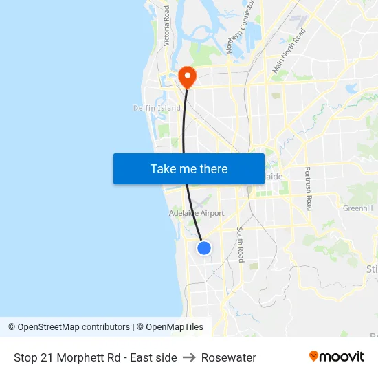 Stop 21 Morphett Rd - East side to Rosewater map