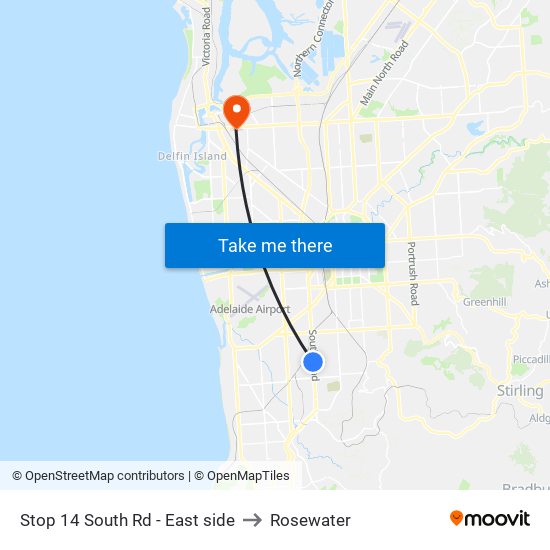 Stop 14 South Rd - East side to Rosewater map