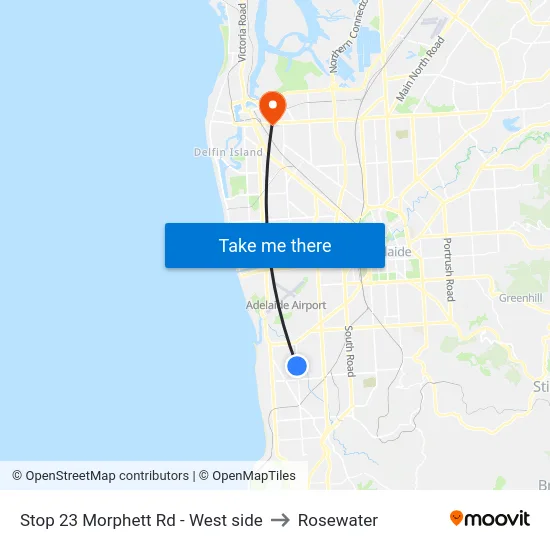 Stop 23 Morphett Rd - West side to Rosewater map