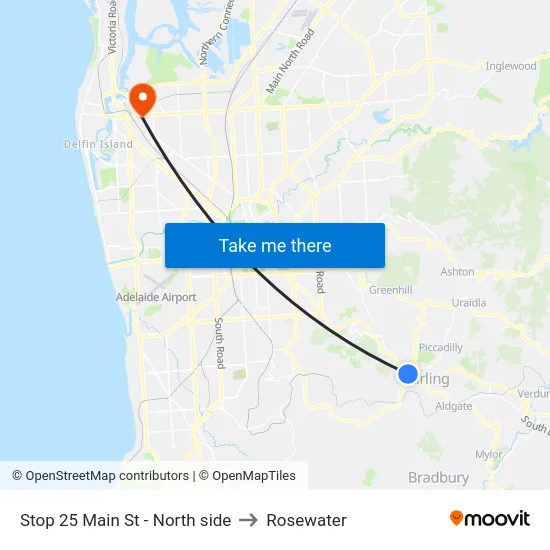Stop 25 Main St - North side to Rosewater map