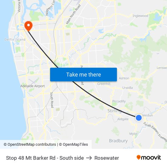 Stop 48 Mt Barker Rd - South side to Rosewater map