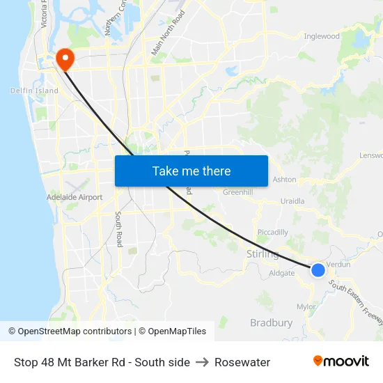 Stop 48 Mt Barker Rd - South side to Rosewater map