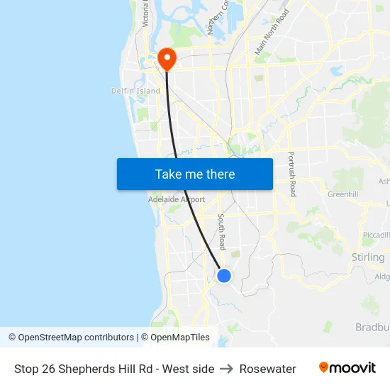 Stop 26 Shepherds Hill Rd - West side to Rosewater map
