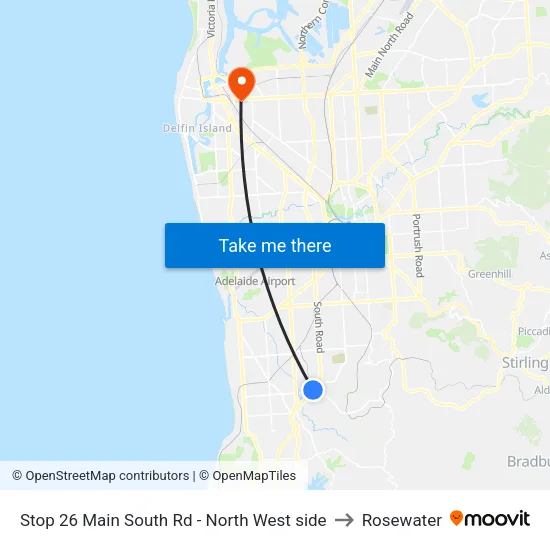 Stop 26 Main South Rd - North West side to Rosewater map