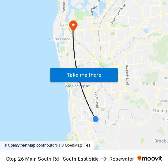 Stop 26 Main South Rd - South East side to Rosewater map