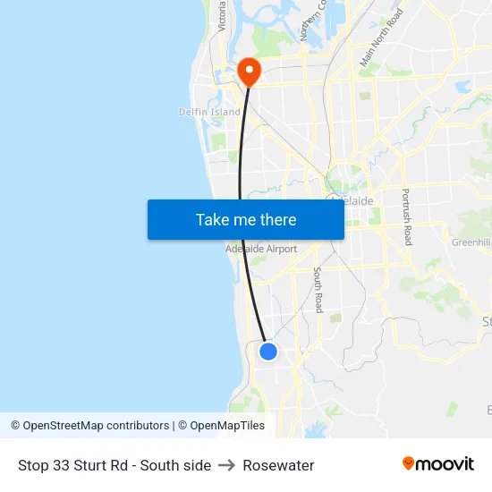 Stop 33 Sturt Rd - South side to Rosewater map