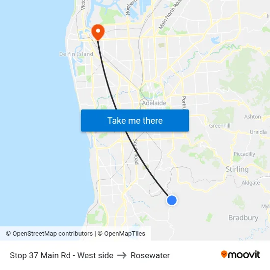 Stop 37 Main Rd - West side to Rosewater map