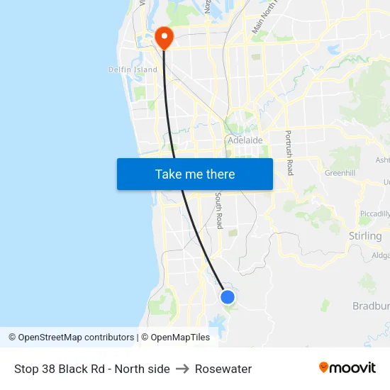 Stop 38 Black Rd - North side to Rosewater map