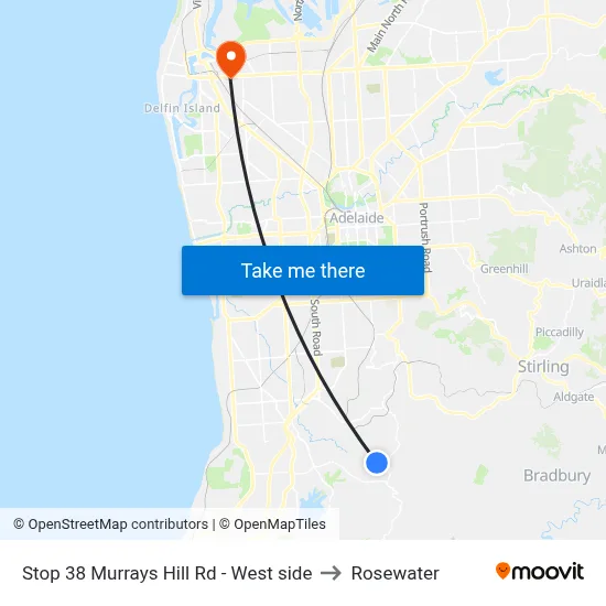 Stop 38 Murrays Hill Rd - West side to Rosewater map