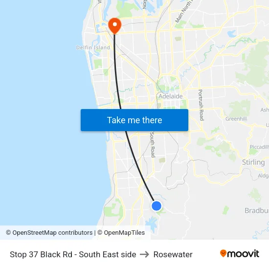 Stop 37 Black Rd - South East side to Rosewater map