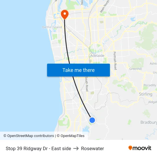 Stop 39 Ridgway Dr - East side to Rosewater map