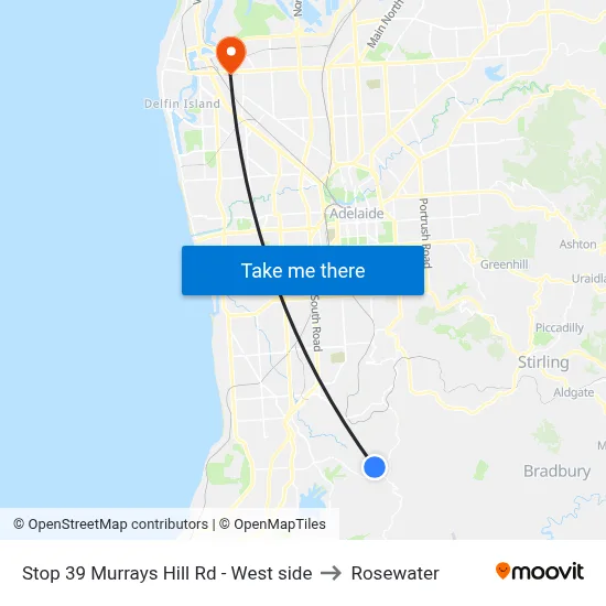 Stop 39 Murrays Hill Rd - West side to Rosewater map