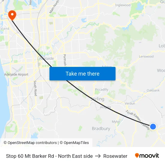 Stop 60 Mt Barker Rd - North East side to Rosewater map