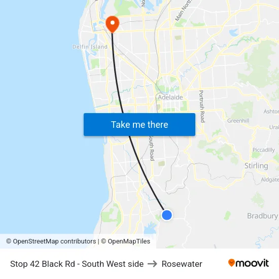 Stop 42 Black Rd - South West side to Rosewater map