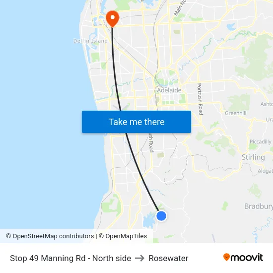 Stop 49 Manning Rd - North side to Rosewater map