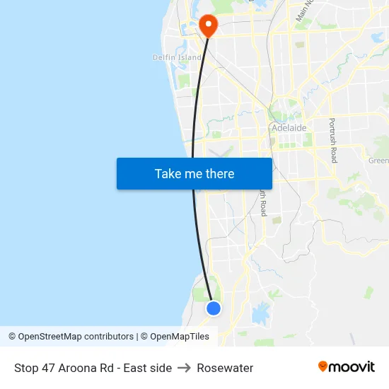 Stop 47 Aroona Rd - East side to Rosewater map