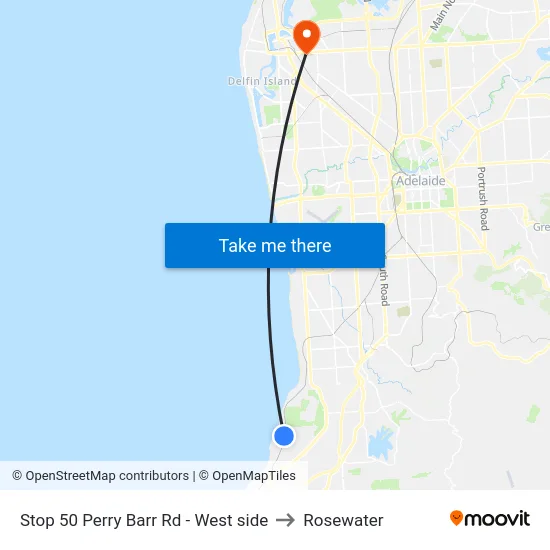 Stop 50 Perry Barr Rd - West side to Rosewater map